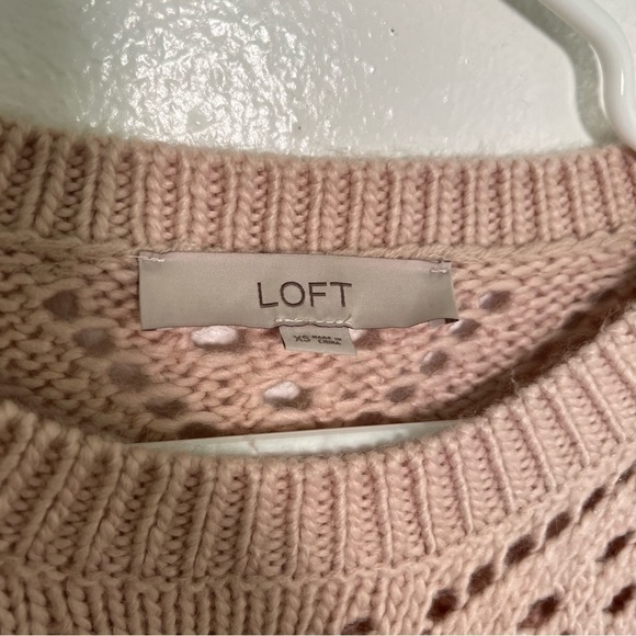 Loft Crewneck Sweater Light Pink Loose Knit - Picture 12 of 13
